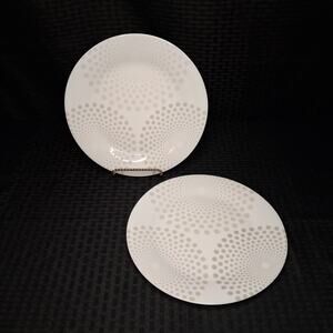 2 Weight Watchers Portion Control 9.5” Dinner Plates White Glass Gray Dots